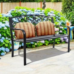Costway 50'' Patio Park Garden Bench Porch Chair Steel Frame Cast Iron Backrest 10 Costway 50'' Patio Park Garden Bench Porch Chair Steel Frame Cast Iron Backrest -Costway GUEST de73e549 1fb0 4f8c 8b64 15f127706832
