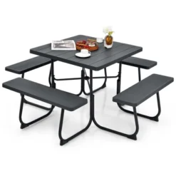 Costway Outdoor 8-person Square Picnic Table Bench Set With 4 Benches & Umbrella Hole Black/Grey/Green/White 22 Costway Outdoor 8-person Square Picnic Table Bench Set With 4 Benches & Umbrella Hole Black/Grey/Green/White -Costway GUEST de7d8c1a fcf1 49ea a60e b7d83f59cb3a