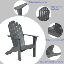 Costway Outdoor Adirondack Chair Solid Wood Durable Patio Garden Furniture GrayNaturalWhite -Costway GUEST de8eb6d3 613b 4369 ac9d dd0a0d15b748