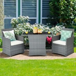 Costway 3PCS Patio Rattan Furniture Set Cushioned Sofa Armrest Garden WhiteRedNavyTurquoise 23 Costway 3PCS Patio Rattan Furniture Set Cushioned Sofa Armrest Garden WhiteRedNavyTurquoise -Costway GUEST df1a17ec c7b5 41c6 b319 75b6d5740152
