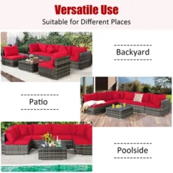 Costway 7PCS Patio Rattan Furniture Set Sectional Sofa Garden Red Cushion 17 Costway 7PCS Patio Rattan Furniture Set Sectional Sofa Garden Red Cushion -Costway GUEST df2cad9a 4df9 4068 9afd 5e59b3489638
