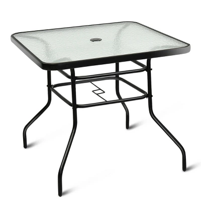 Costway 32'' Patio Square Table Tempered Glass Steel Frame Outdoor Pool Yard Garden 8 Costway 32'' Patio Square Table Tempered Glass Steel Frame Outdoor Pool Yard Garden - Image 8