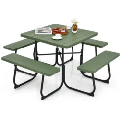 Costway Outdoor 8-person Square Picnic Table Bench Set With 4 Benches & Umbrella Hole Black/Grey/Green/White 24 Costway Outdoor 8-person Square Picnic Table Bench Set With 4 Benches & Umbrella Hole Black/Grey/Green/White -Costway GUEST df43cce9 546c 4e40 a39f e87959e72de0