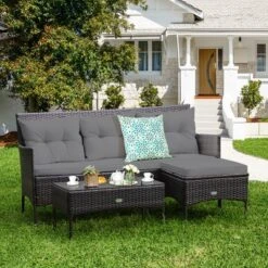 Costway 3PCS Patio Rattan Furniture Set 3-Seat Sofa Cushioned Table Garden TurqouiseGrayWhite 22 Costway 3PCS Patio Rattan Furniture Set 3-Seat Sofa Cushioned Table Garden TurqouiseGrayWhite -Costway GUEST df99a544 c328 41d7 b212 f466dcbdabe7