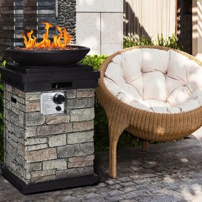 Costway Patio Propane Burning Fire Bowl Column W/ Lava Rocks & Cover 40,000 BTU 4 Costway Patio Propane Burning Fire Bowl Column W/ Lava Rocks & Cover 40,000 BTU - Image 4