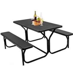 Costway Picnic Table Bench Set Outdoor Backyard Patio Garden Party Dining All Weather Black -Costway GUEST e0455aa3 bb07 4601 a095 8fc3e0da1975