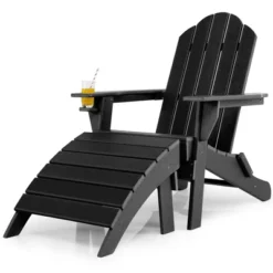 Costway HDPE Patio Folding Adirondack Chair Ottoman Set Footrest All-Weather -Costway GUEST e07f678a 036c 42f3 9337 d4095c11f5ef