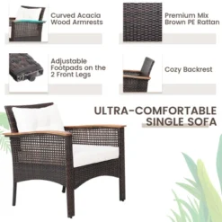 Costway 3PCS Patio Rattan Furniture Set Acacia Wood Table Top W/Shelf Cushioned 12 Costway 3PCS Patio Rattan Furniture Set Acacia Wood Table Top W/Shelf Cushioned -Costway GUEST e0d3e63b b7a4 40d4 b000 8853de101fdb