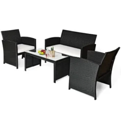 Costway 8PCS Patio Rattan Furniture Conversation Set Cushioned Sofa Table Garden Black -Costway GUEST e0dc096b e6ed 41f3 8eb2 afbe25a1cf23 2