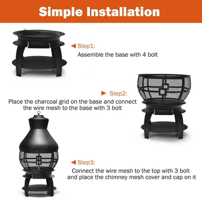 Costway Patio Fire Pit Chimenea Fireplace Wood Burning Heater Garden Backyard 9 Costway Patio Fire Pit Chimenea Fireplace Wood Burning Heater Garden Backyard - Image 9