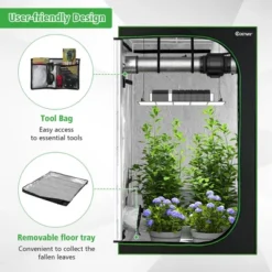 Costway 4x4 Grow Tent, 48''x48''x80'' High Reflective Mylar W/Observation Window GrayBlack -Costway GUEST e14cd29b d1f5 4989 94bd 96dfa5ec1855