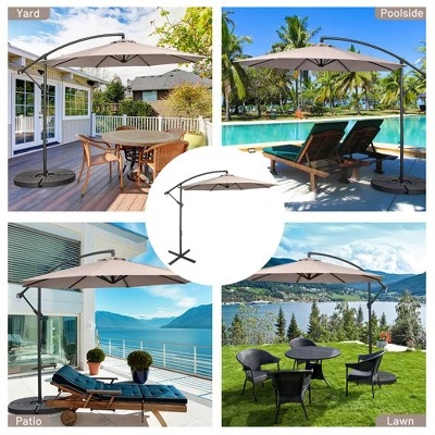 Costway 10 FT Patio Offset Umbrella W/8 Ribs Cross Base Tilt 5 Costway 10 FT Patio Offset Umbrella W/8 Ribs Cross Base Tilt - Image 5