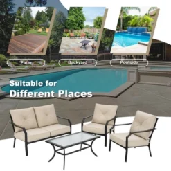 Costway 4 PCS Patio Furniture Set Cushion Sofa Loveseat Sectional Garden Deck Poolside 12 Costway 4 PCS Patio Furniture Set Cushion Sofa Loveseat Sectional Garden Deck Poolside -Costway GUEST e18ef506 4891 49d1 9a12 76bc575a1fb1