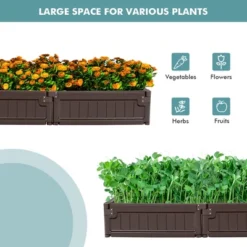 Costway Raised Garden Bed Kit Outdoor Planter Box Planting Flower Container Brown -Costway GUEST e26ce0c1 d568 4ba7 9b54 9c307eeb2197
