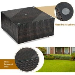 Costway 5PCS Patio Rattan Furniture Set Sectional Conversation Sofa Off White -Costway GUEST e275ed8d 3586 4f66 93cc b32db32d7dcc