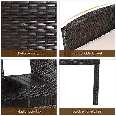 Costway Patented Patio Rattan Chat Set Loveseat Sofa Table Chairs Conversation Cushioned 6 Costway Patented Patio Rattan Chat Set Loveseat Sofa Table Chairs Conversation Cushioned - Image 6