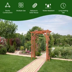 Costway Premium Outdoor Wooden Cedar Arbor Arch Pergola Trellis Wood Garden Yard Lattice -Costway GUEST e2fc4e25 b458 4e17 b54b 8265e370cabf