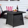 Costway 30'' Square Propane Gas Fire Pit Table 50,000 BTU W/ Waterproof Cover Lava Rock