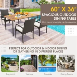 Costway Patio Rectangular Acacia Wood Dining Table With 1.9''Umbrella Hole Indoor&Outdoor -Costway GUEST e36d8534 f594 482a b0c2 98c6e08af206