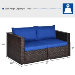 Costway 4PCS Patio Rattan Corner Sofa Sectional Furniture SetBlueBeigeNavy Cushion -Costway GUEST e3b3a18c e549 4a39 9e2a 136c5c356c81