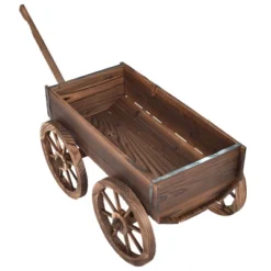 Costway Wood Wagon Flower Planter Pot Stand Garden W/Wheels -Costway GUEST e3b8a2ff b6e4 4ee0 b69b 95b1517990ce 1