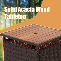 Costway 3PCS Patio Rattan Furniture Bistro Set Wood Side Table Stackable Chair -Costway GUEST e3c4b82f ae13 4586 905f 8dbf21d86899