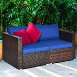 Costway 4PCS Patio Rattan Corner Sofa Sectional Furniture Set Navy Cushion -Costway GUEST e3f46555 a5a5 4458 8019 cfb9d3a378e9 1