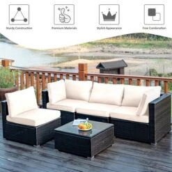 Costway 5PCS Patio Rattan Furniture Set Cushioned Sofa & Chair Coffee Table 17 Costway 5PCS Patio Rattan Furniture Set Cushioned Sofa & Chair Coffee Table -Costway GUEST e428a098 f263 4b08 830c a81db881269a