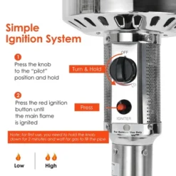 Costway 48000 BTU Stainless Steel Propane Patio Standing LP Gas Heater W/ Wheels -Costway GUEST e46d2179 ee6c 4978 9120 68bdf718b1ee