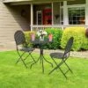 3pcs Patio Bistro Set Outdoor Conversation Furniture Table & Folding Chair