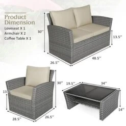 Costway 4PCS Patio Rattan Furniture Set Sofa Table Storage Shelf Cushion 14 Costway 4PCS Patio Rattan Furniture Set Sofa Table Storage Shelf Cushion -Costway GUEST e4cf92fd 155c 47f3 a885 1418964b37a6
