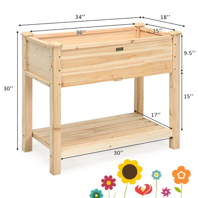 Costway Raised Garden Bed Elevated Wood Planter Box Stand For Vegetable Flower 9 Costway Raised Garden Bed Elevated Wood Planter Box Stand For Vegetable Flower - Image 9