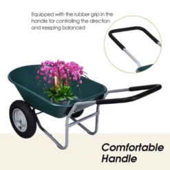 Costway 2 Tire Wheelbarrow Cart Heavy-duty Dolly Utility Cart Green -Costway GUEST e549bd36 0d10 4dde 9fe2 d980c4288139