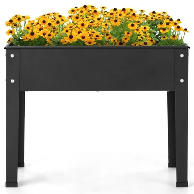 Costway 24'' Raised Garden Bed With Legs Metal Elevated Planter Box Drainage Hole Backyard 9 Costway 24'' Raised Garden Bed With Legs Metal Elevated Planter Box Drainage Hole Backyard - Image 9
