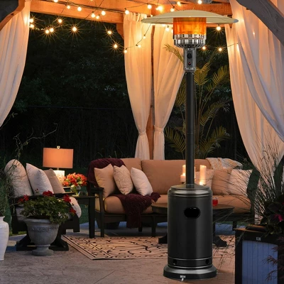 Costway 48000 BTU Propane Patio Heater Standing LP Gas Steel W/ Wheels Black 1 Costway 48000 BTU Propane Patio Heater Standing LP Gas Steel W/ Wheels Black