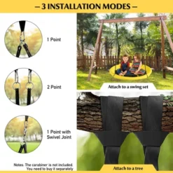 Extra Large Heavy Duty A-Frame Steel Swing Stand Set 40” Nest Tree Swing Yellow -Costway GUEST e5edd471 314a 4e39 af35 4b7ef28f4e14
