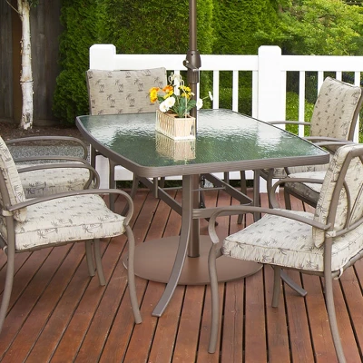 Costway Patio 50LBS Umbrella Base Market Umbrella Stand Wheels Handle Brown 4 Costway Patio 50LBS Umbrella Base Market Umbrella Stand Wheels Handle Brown - Image 4