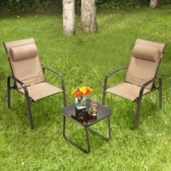 Costway 3PCS Patio Bistro Furniture Set Adjustable Back Stackable Chairs BrownBlack -Costway GUEST e63c2f2a b25e 4bf9 ae99 fb30527f26c2