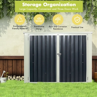 Costway 6x3FT Horizontal Storage Shed 68 Cubic Feet For Garbage Cans Tools Accessories 4 Costway 6x3FT Horizontal Storage Shed 68 Cubic Feet For Garbage Cans Tools Accessories - Image 4