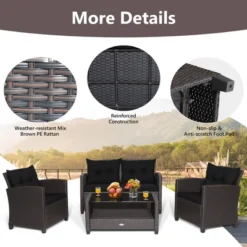 Costway 8 PCS Patio Rattan Furniture Set Glass Table Shelf Sofa Cushion -Costway GUEST e6b517a4 022f 4d55 80ae 44c7f6282103