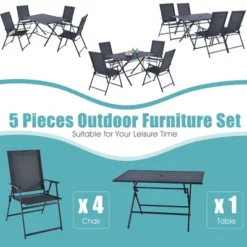 Costway 5 PCS Patio Dining Furniture Set Armchairs Folding Table No Assembly -Costway GUEST e6f43a2f 0249 43f4 a8b1 56b1946eb67f