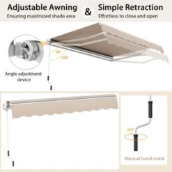 Costway Retractable Patio Awning Aluminum Deck Sunshade Shelter Outdoor Beige -Costway GUEST e722ad3e 2372 426a 89a5 0f1a24990ec8