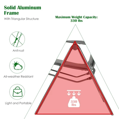 Costway Outdoor Foldable Reclining Chair Aluminum Frame 7-Position Adjustable 4 Costway Outdoor Foldable Reclining Chair Aluminum Frame 7-Position Adjustable - Image 4