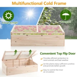 Costway Wooden Cold Frame Greenhouse Flower Planter Raised Plants Bed Protection 14 Costway Wooden Cold Frame Greenhouse Flower Planter Raised Plants Bed Protection -Costway GUEST e82f2f28 8006 4243 bab5 ae84c22507d1