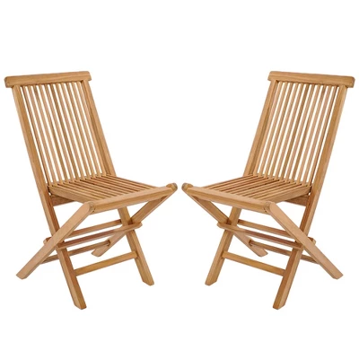 Costway 2 PCS Patio Folding Chair Teak High Back Dining Slatted Seat Portable Outdoor 8 Costway 2 PCS Patio Folding Chair Teak High Back Dining Slatted Seat Portable Outdoor - Image 8