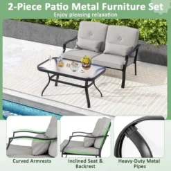 Costway 2 PCS Patio Furniture Set Outdoor Loveseat Chair Coffee Table Cushioned Seat -Costway GUEST e86b117c bf8a 4cd5 8196 5331ec766a03