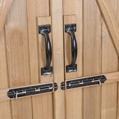 Costway Garden Outdoor Wooden Storage Shed Cabinet Double Doors Fir Wood Lockers 5 Costway Garden Outdoor Wooden Storage Shed Cabinet Double Doors Fir Wood Lockers - Image 5