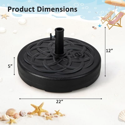 Costway 22'' Patio Fillable Round Umbrella Base Stand Water/Sand Fit Pole 1.5'' & 1.9'' 2 Costway 22'' Patio Fillable Round Umbrella Base Stand Water/Sand Fit Pole 1.5'' & 1.9'' - Image 2