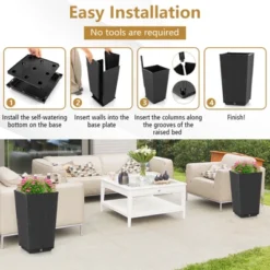 Costway 2PCS Outdoor Wicker Flower Pot 22.5''Tall Planters With Drainage Hole Black/Coffee -Costway GUEST e9ef4d85 5c7d 40d6 aae9 544ac2f844ff