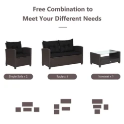 Costway 8 PCS Patio Rattan Furniture Set Glass Table Shelf Sofa Cushion -Costway GUEST ea441689 6afe 46e3 9f59 87fb1af36179